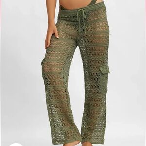 Blackbough Olive Crochet Wide Leg Pants
